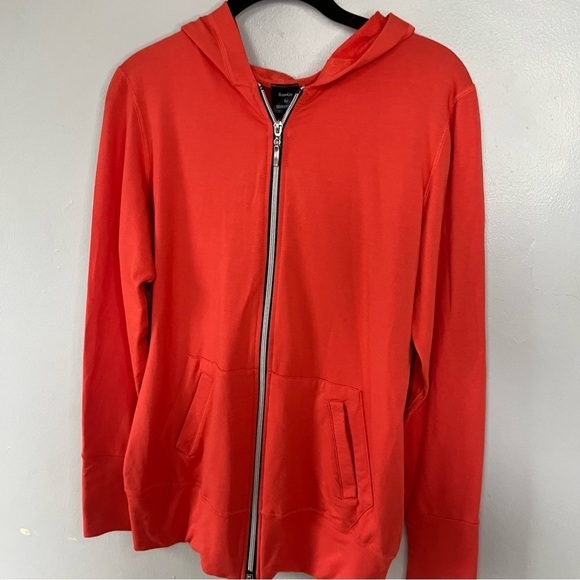 Bamboo by Brandwear Slim Fit Basic Casual Zip Up Hooded Jacket Orange Small - Picture 4 of 9